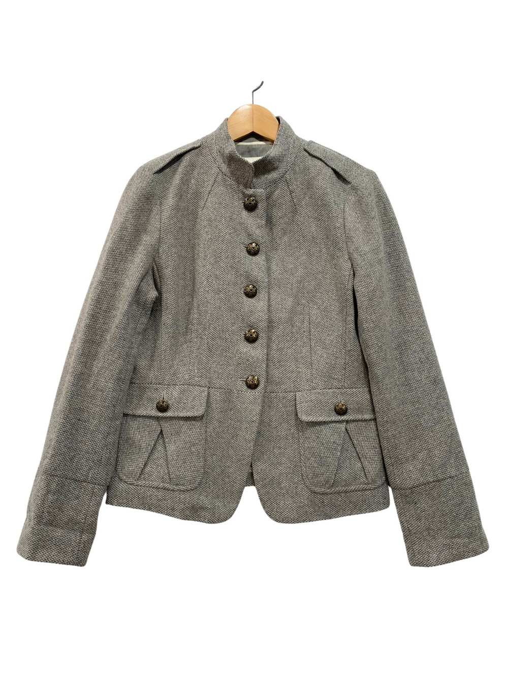 Banana Republic Gray Wool Military Jacket Blazer 10